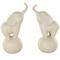 10.5" White Ceramic Elephant Trumpeting Decorative Sculpture with Round Base Set